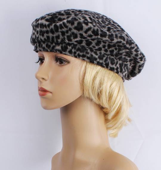 Head Start leopard print beret animal black STYLE : HS/6010BLK